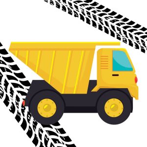 dump truck with tire tracks